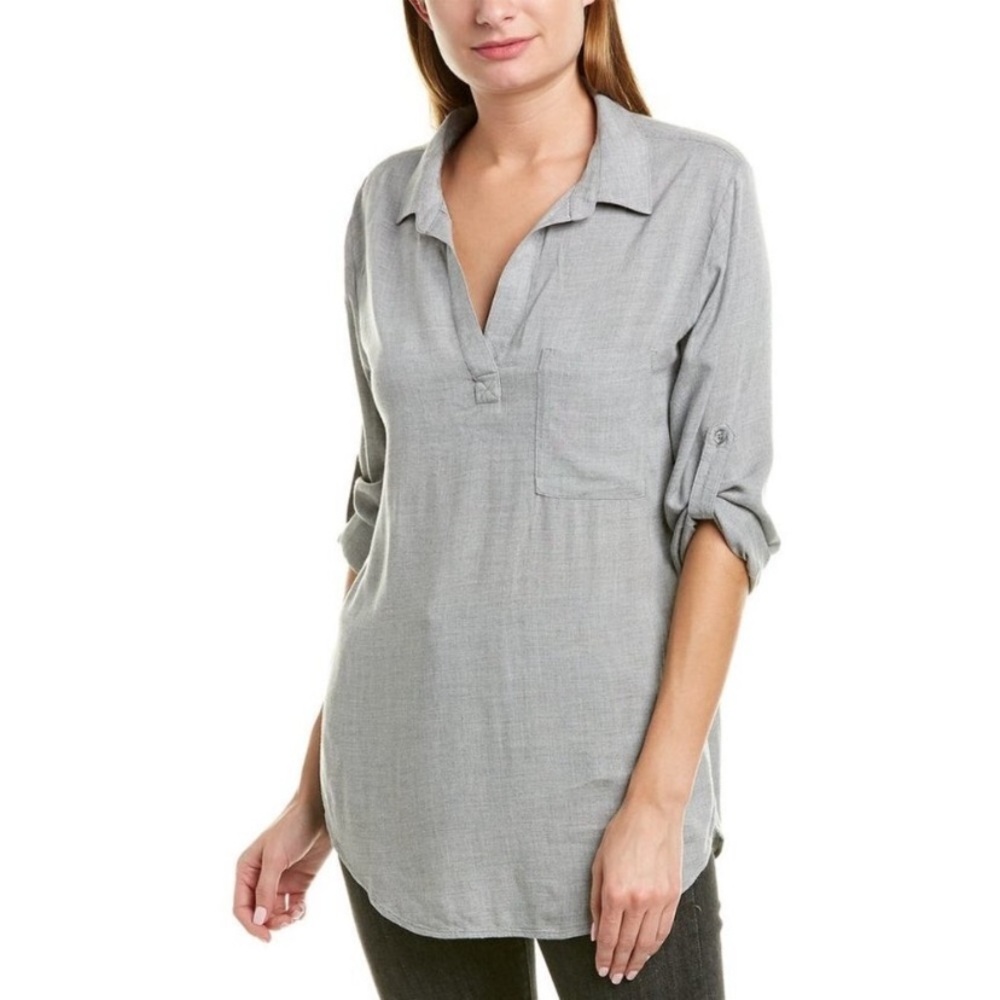 🌟3 for $30🌟| Bella Dahl | Anthropologie | Roll Cuff Tunic | High/Low | Grey | M